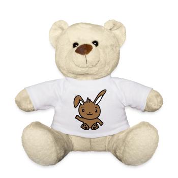 Hase winkt freundlich Begrüßung Hand winken Hallo - Teddy - Weiß - Vorne