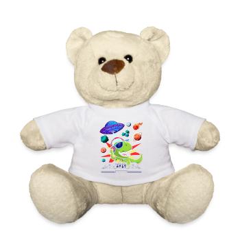 Dinosaure avec rétro vintage nerd geek dino t-rex - Nounours - blanc - Devant