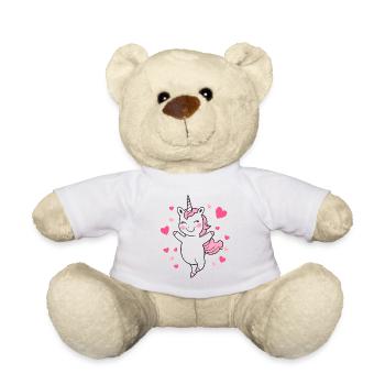 tanzendes happy einhorn fee unicorn fantasy 4 - Teddy - Weiß - Vorne