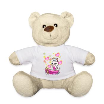Cat Adventure Children Child Boat Holidays Summer - Teddy Bear - white - Front