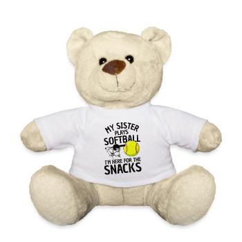 Funny Softball Saying Siblings - Teddy Bear - white - Front
