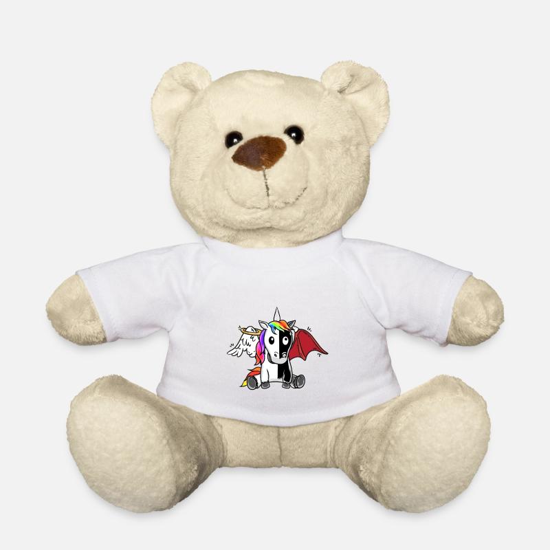 Einhorn Einhörner Teufel Engel Fabelwesen - Teddy - Weiß
