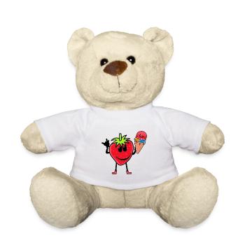 Erdbeerer Erdbeere Eis Eiscrem Eiskrem Kinder - Teddy - Weiß - Vorne