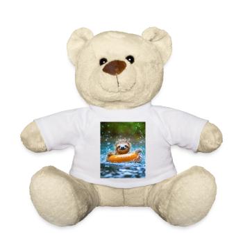 Sloth bathing, funny animals for kids - Teddy Bear - white - Front