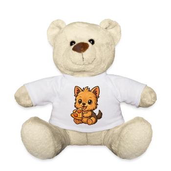 Süßer Yorkshire Terrier Pizza Cartoon - Teddy - Weiß - Vorne