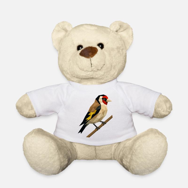 Polygonaler Distelfink – Geometrische Eleganz - Teddy - Weiß