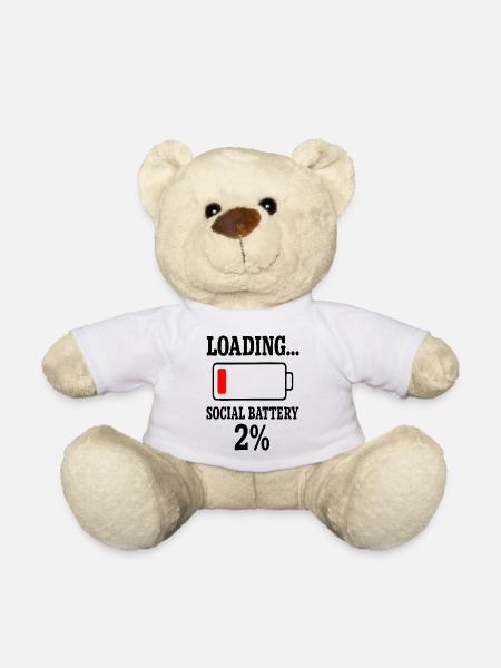 Aufladen der sozialen Batterie – Niedriger Energieverbrauch Lustiges Zitat - Teddy - Weiß