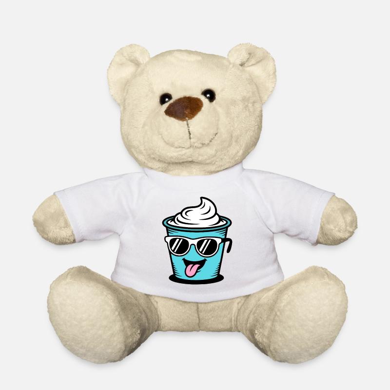 Becher Crème Frech Joghurt Rahm Sahne Eis Pudding - Teddy - Weiß