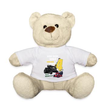 4. Geburtstag - Junge 4 Jahre Rasenmäher Traktor - Teddy - Weiß - Vorne