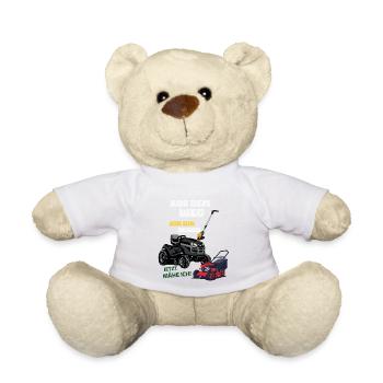 Geburtstag Rasentraktor - Alter selbst gestalten - Teddy - Weiß - Vorne