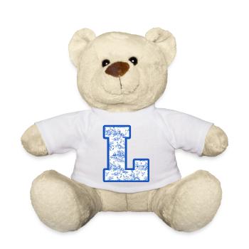 Lettre l chinoiserie bleu - Nounours - blanc - Devant