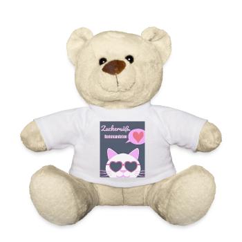 Zuckersüßer Katzenkult mit Herzbrille - Teddy - Weiß - Vorne