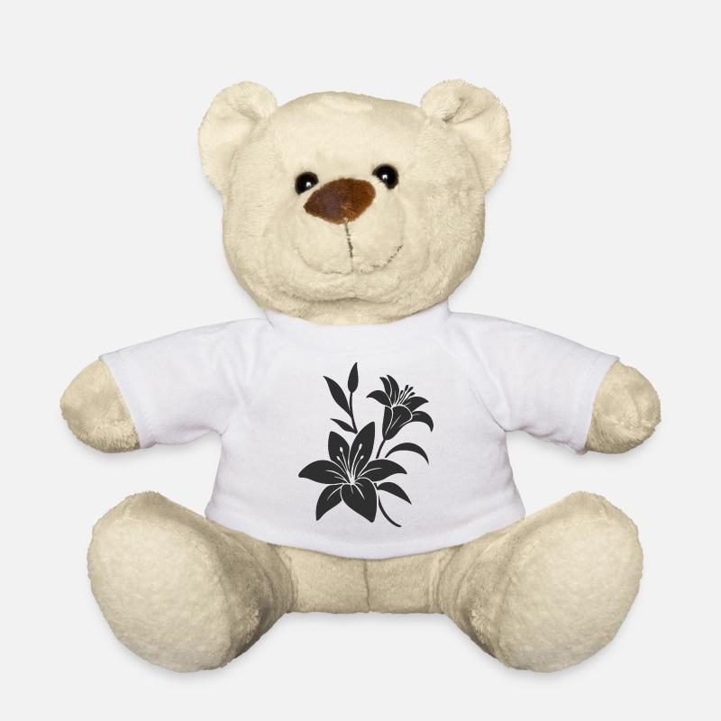 Illustration florale monochrome élégante - Nounours - blanc
