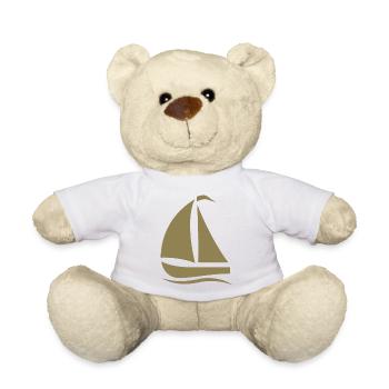 Minimalistische Segelboot Silhouette Nordsee  - Teddy - Weiß - Vorne