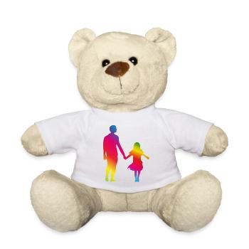 Vater und Tochter Hand in Hand - Teddy - Weiß - Vorne
