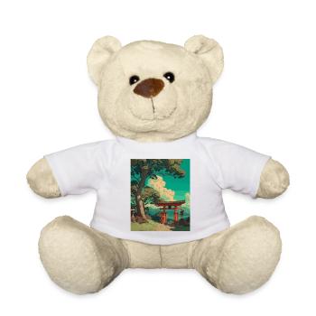 Serene Japanese Torii Gate Landscape - Teddy Bear - white - Front