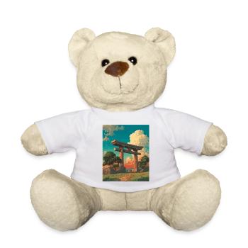 Sunset Behind Traditional Torii Gate - Teddy Bear - white - Front