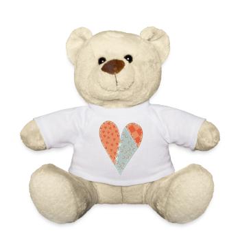 Patchwork Heart No12 - Teddy Bear - white - Front