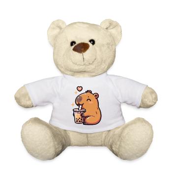 Capybaras drinking bubble tea kawaii Boba Capybara - Teddy Bear - white - Front