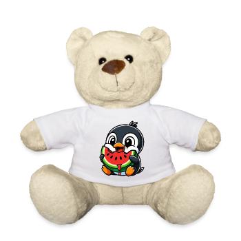 Cute Penguin Melon Summer Cartoon Funny Fruit - Teddy Bear - white - Front