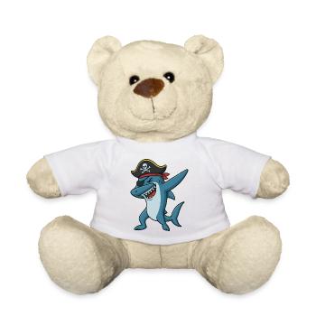 Funny Dabbing Pirate Shark Graphic for Kids - Teddy Bear - white - Front
