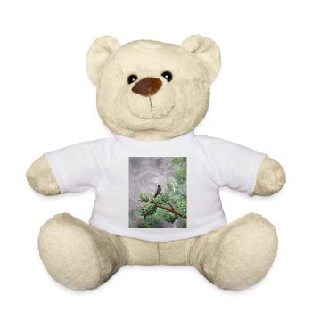 Hummingbird Perched on Leafy Branch - Teddy Bear - white - Front