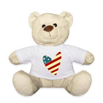 Cœur patriotique Américain à Rayures et Étoiles - Nounours - blanc - Devant