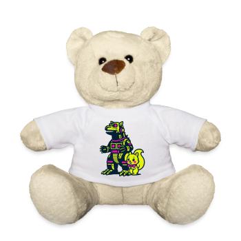 Mecha Dragon with Squirrel - Teddy Bear - white - Front