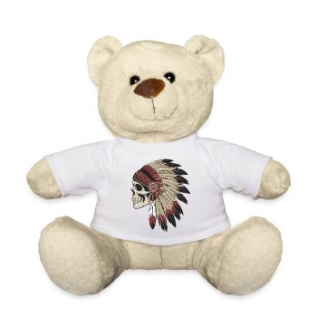 Crâne Indien avec Plumes Traditionnelles - Nounours - blanc - Devant