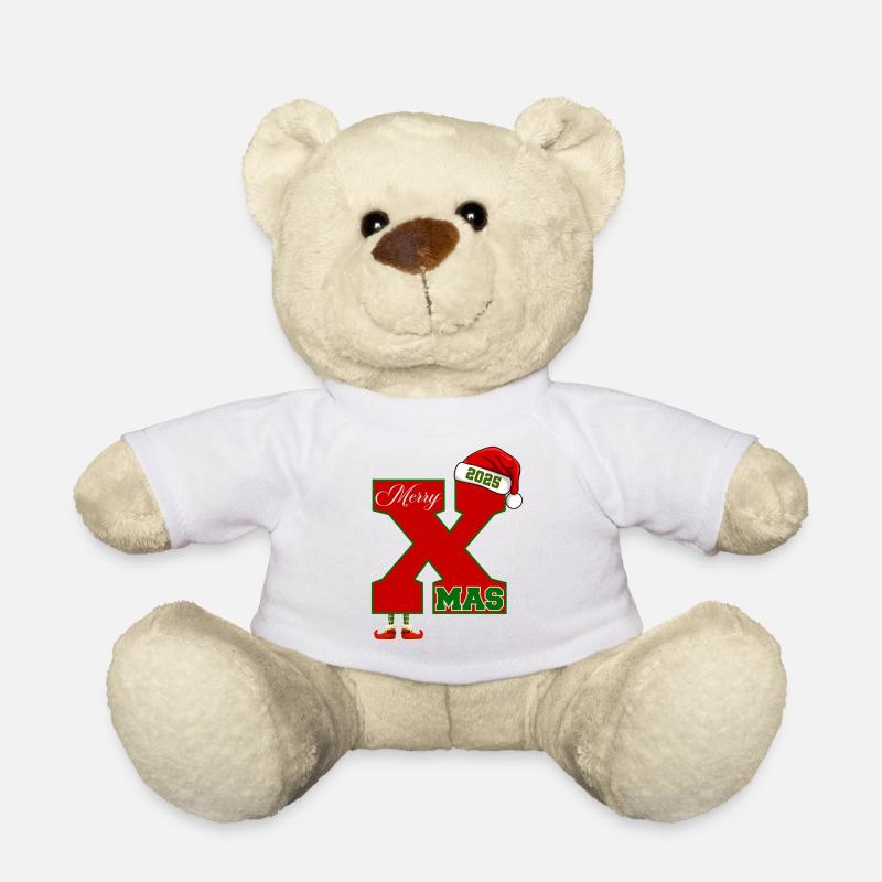 Weihnachten 2025 Merry X Mas Design - Teddy - Weiß