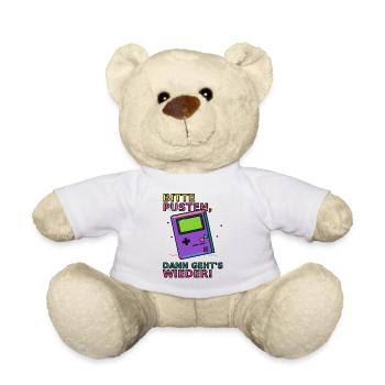 Retro Gaming Saying with Handheld Game Device Video Games - Teddy Bear - white - Front