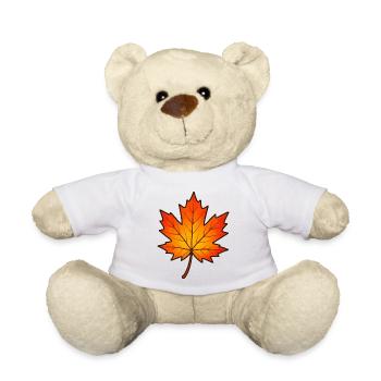Autumnal maple leaf print - Teddy Bear - white - Front