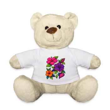 Lebendige Hibiskus-Blumenmotive - Teddy - Weiß - Vorne