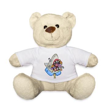 Shark with Floral Bouquet in his Jaws - Teddy Bear - white - Front