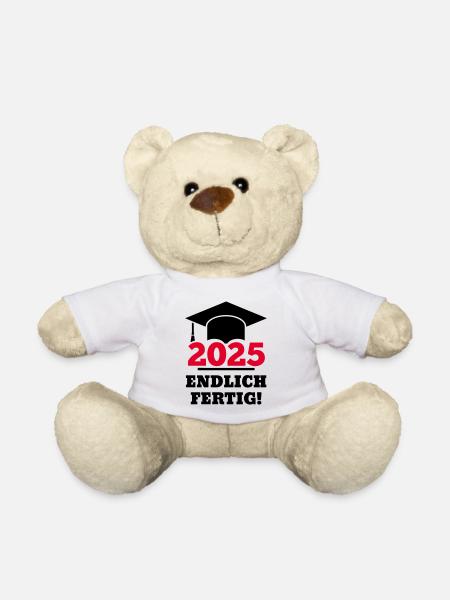Doktorhut 2025 Endlich Fertig Geschenk Studenten - Teddy - Weiß