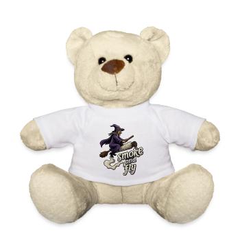 Witch on the broom flies high - Teddy Bear - white - Front