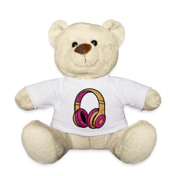 Glitzer Kopfhörer Gold Pink - Teddy - Weiß - Vorne