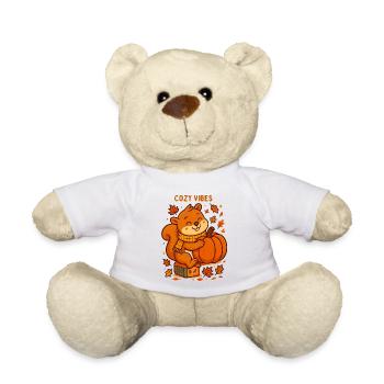 Écureuil câlin à la citrouille automne - Nounours - blanc - Devant