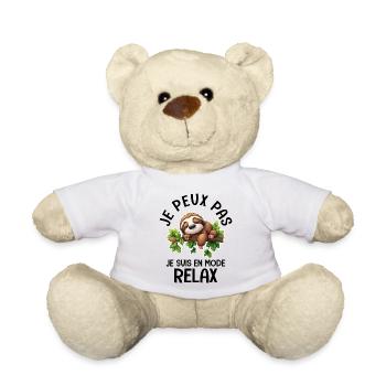I can't, I'm in relaxed mode, Sloth, rest - Teddy Bear - white - Front