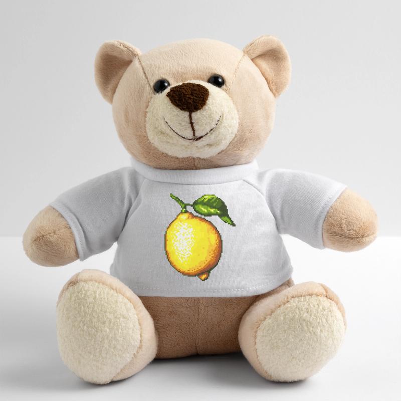 Pixel Lemons Retro Fruit Art Teddy Bear
