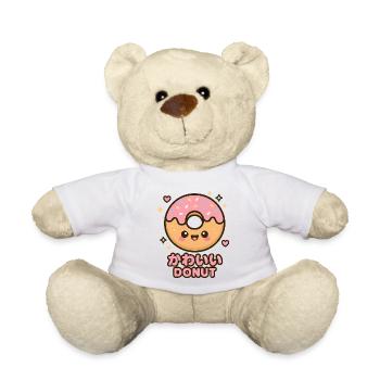 Kawaii Donut Pink Glitter Illustration - Teddy Bear - white - Front