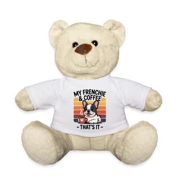 Kuschelbuldogge Frenchie Kaffee Herz - Teddy - Weiß - Vorne