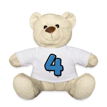 Graffiti Blue 4 Number Design - Teddy Bear - white - Front