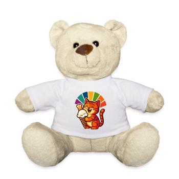 Rainbow Cat Sundae Joy - Teddy Bear - white - Front