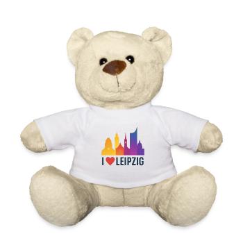 Leipzig Skyline Herzliebe - Teddy - Weiß - Vorne