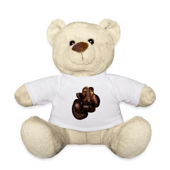Dunkle Boxhandschuhe Lederdetail - Teddy - Weiß - Vorne