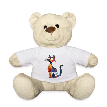 Colorful abstract cat, ideal for home décor - Teddy Bear - white - Front
