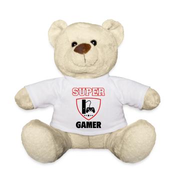 Super gamer, fête des pères, noël - Nounours - blanc - Devant