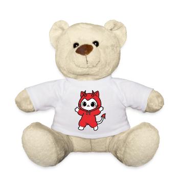 Cat Devil Hoodie Red - Teddy Bear - white - Front