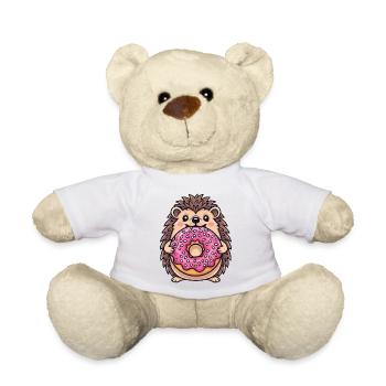 Süßer Igel mit Donut Cartoon Nachtisch Zuckerware - Teddy - Weiß - Vorne